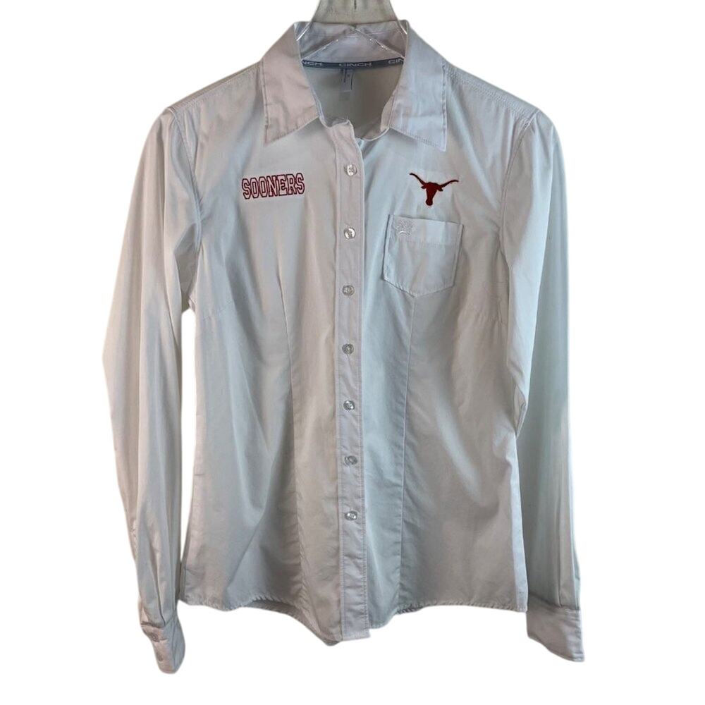 Cinch White OU Sooners & Univ. of Texas Longhorns Women’s Shirt Size Medium
